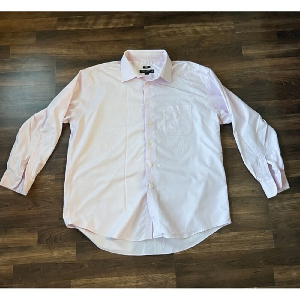 Pronto Uomo Pink Classic Fit Long Sleeve‎ Dress Shirt Men Size 18 34 / 35